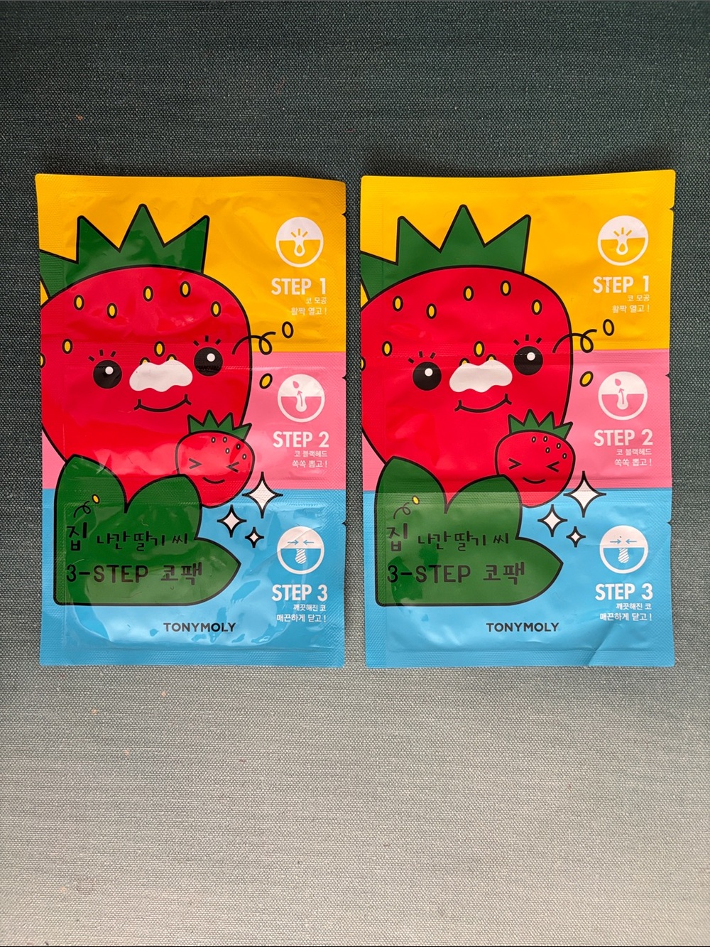 2 Tonymoly Runaway Strawberry Seeds 3 Step Nose Pack
